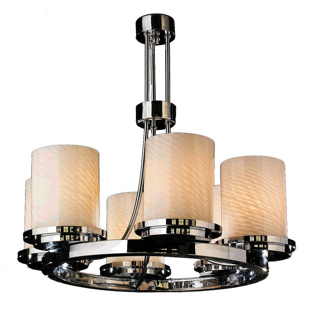 Worldwide Lighting Candella 6Light Chrome with Frosted White Pillar