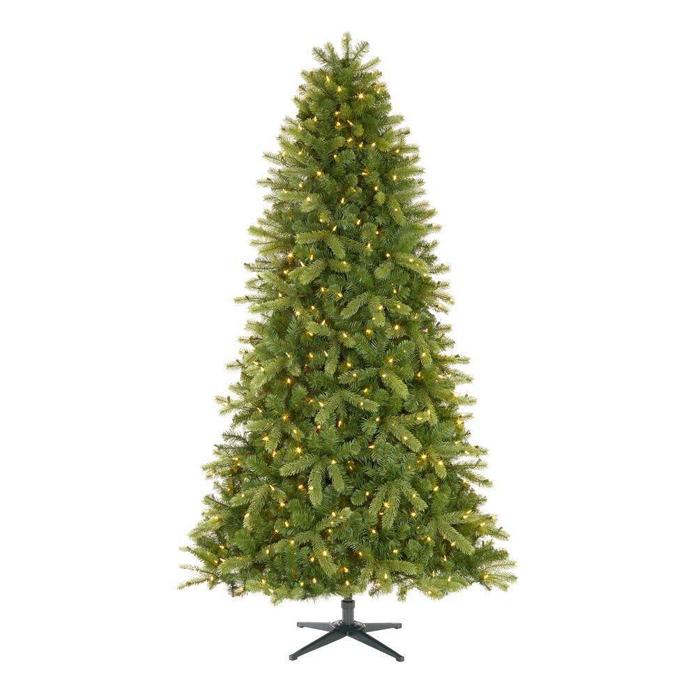 Home Accents Holiday 7.5 ft Manchester White Spruce LED Pre-Lit Artificial Christmas Tree with 500 SureBright Color Changing Lights