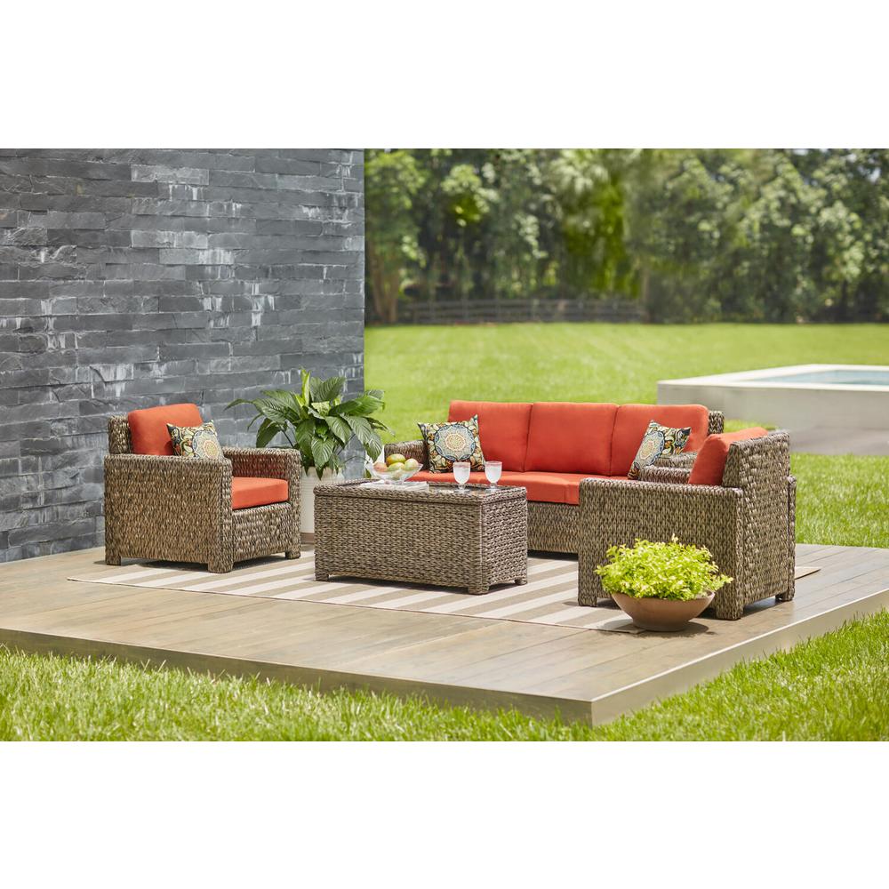 Hampton Bay Cambridge Brown 4Piece Wicker Patio Conversation Set with