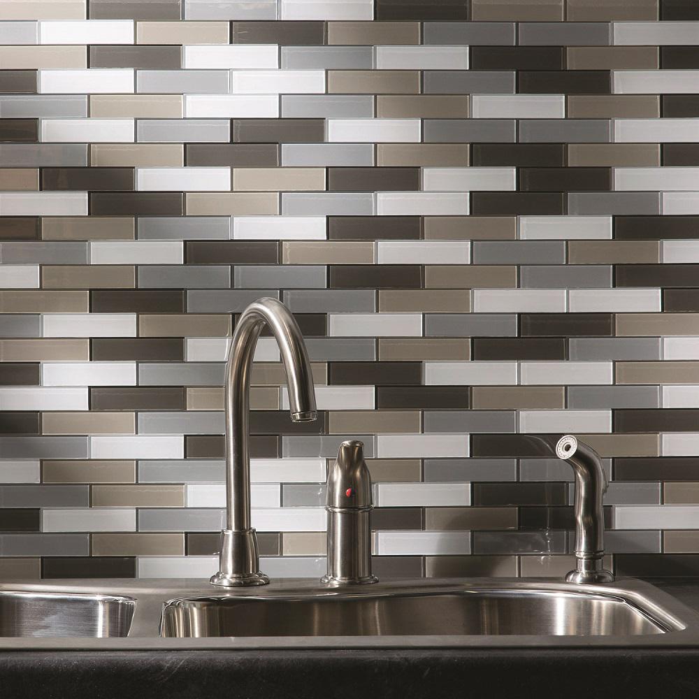 Aspect Subway Matted 12 in. x 4 in. Rustic Clay Glass Decorative Tile ...
