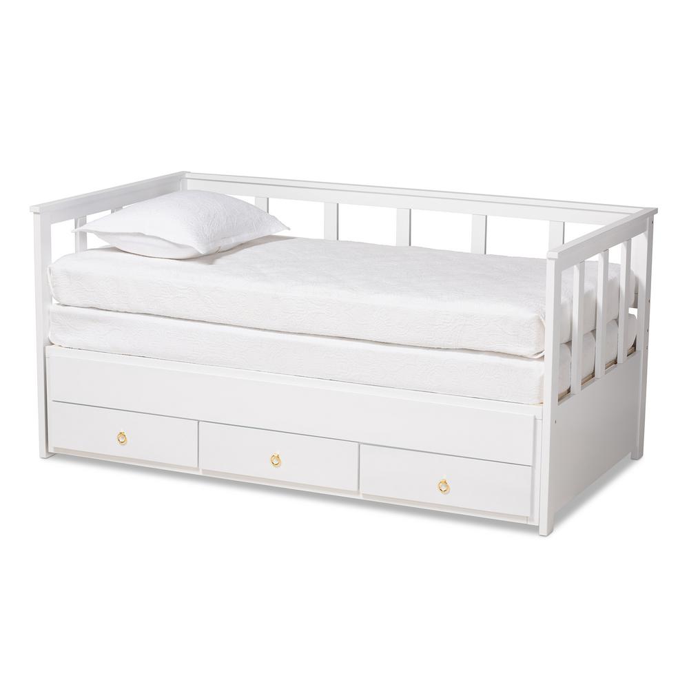 Baxton Studio Kendra White with Storage Twin to King Expandable Daybed ...