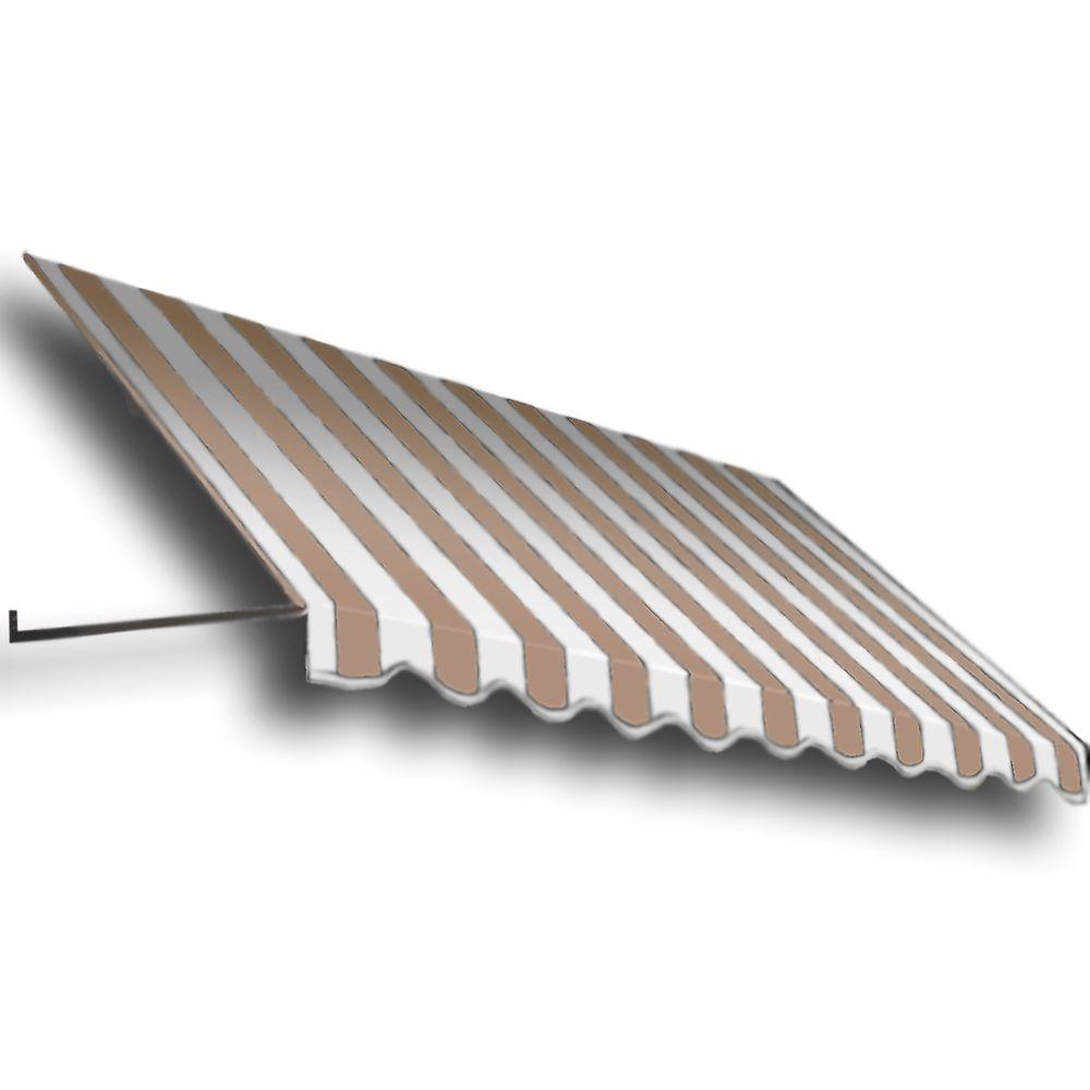 Awntech 3 Ft Dallas Retro Awning For Low Eaves 18 In H X 36 In D In Tanwhite Stripe Er1836 4412