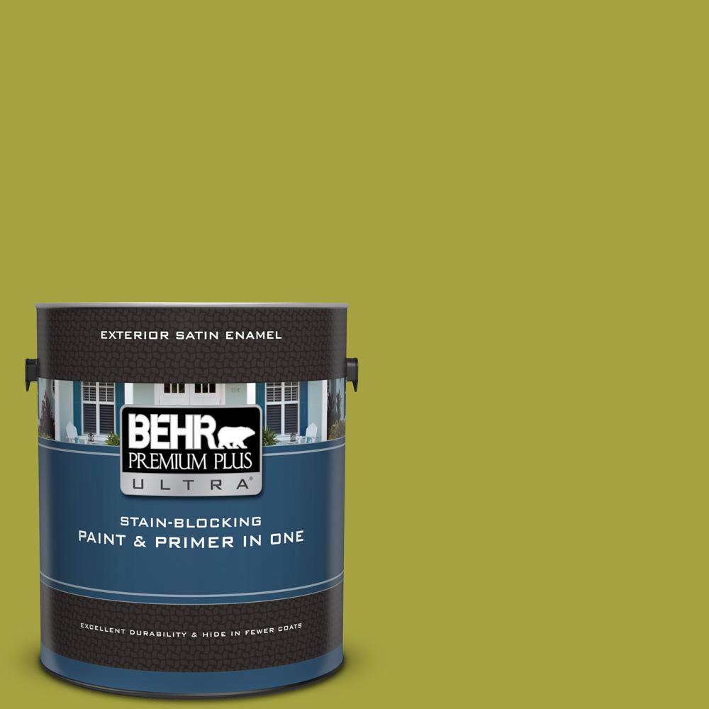 BEHR Premium Plus 1 gal. #N340-2 Dune Grass Satin Enamel Exterior Paint ...