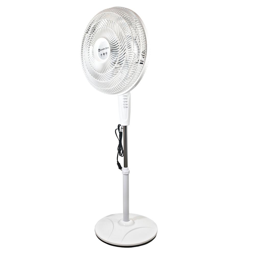 Comfort Zone 18" Power Curve Smart Oscillating Stand Fan White