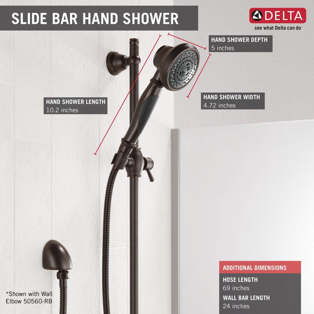 Delta Slide Bar Hand Shower 3Spray Full Body 69 in. Hose 2 GPM Dual