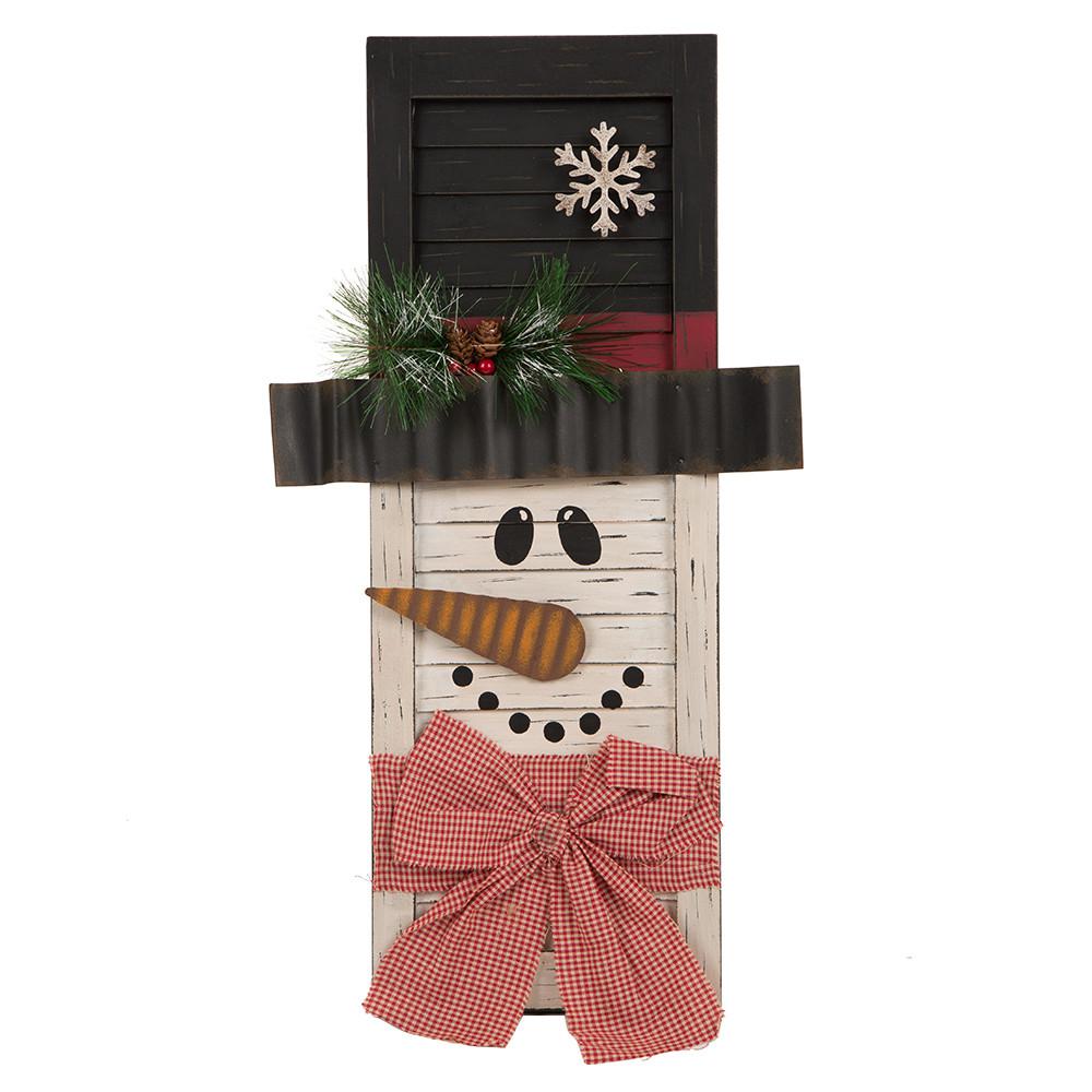 Glitzhome 21 85 In H Wooden Snowman Shutter Decor 1103003464
