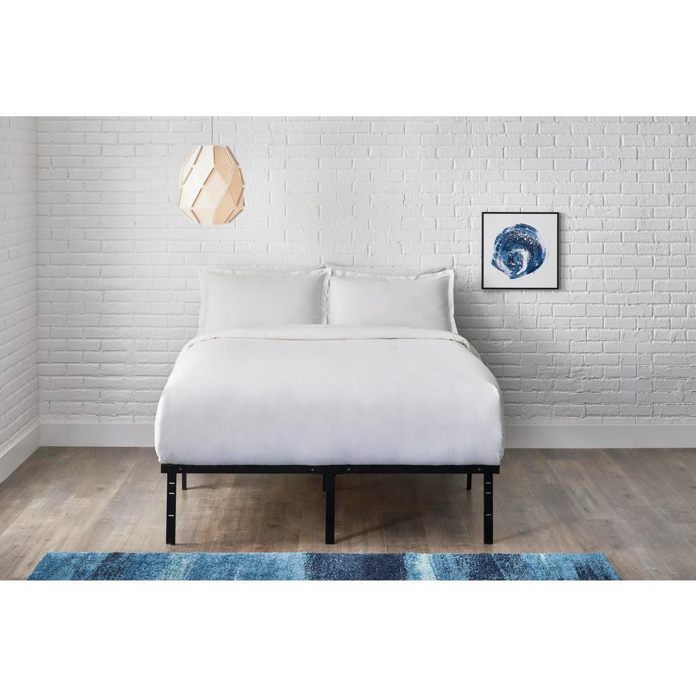 Beds & Bed Frames Metal Bed Frame Queen Size Plastic Feet Black Wood