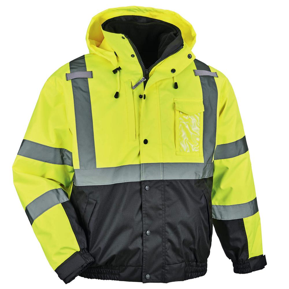 Ergodyne Men's Medium Lime High Visibility Reflective Bomber Jacket