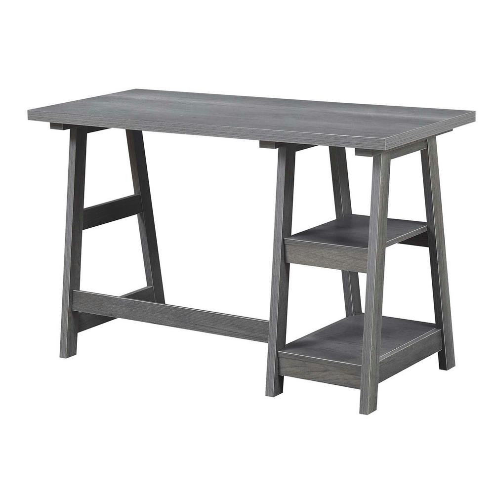 Convenience Concepts Designs2go Charcoal Gray Trestle Desk R7 118