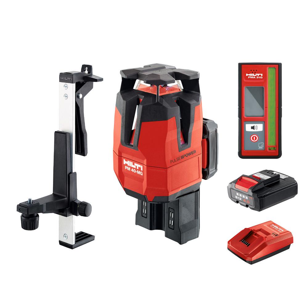 Hilti PM 40-MG 130 ft. Multi-Line Green Laser with Receiver, Wall Mount