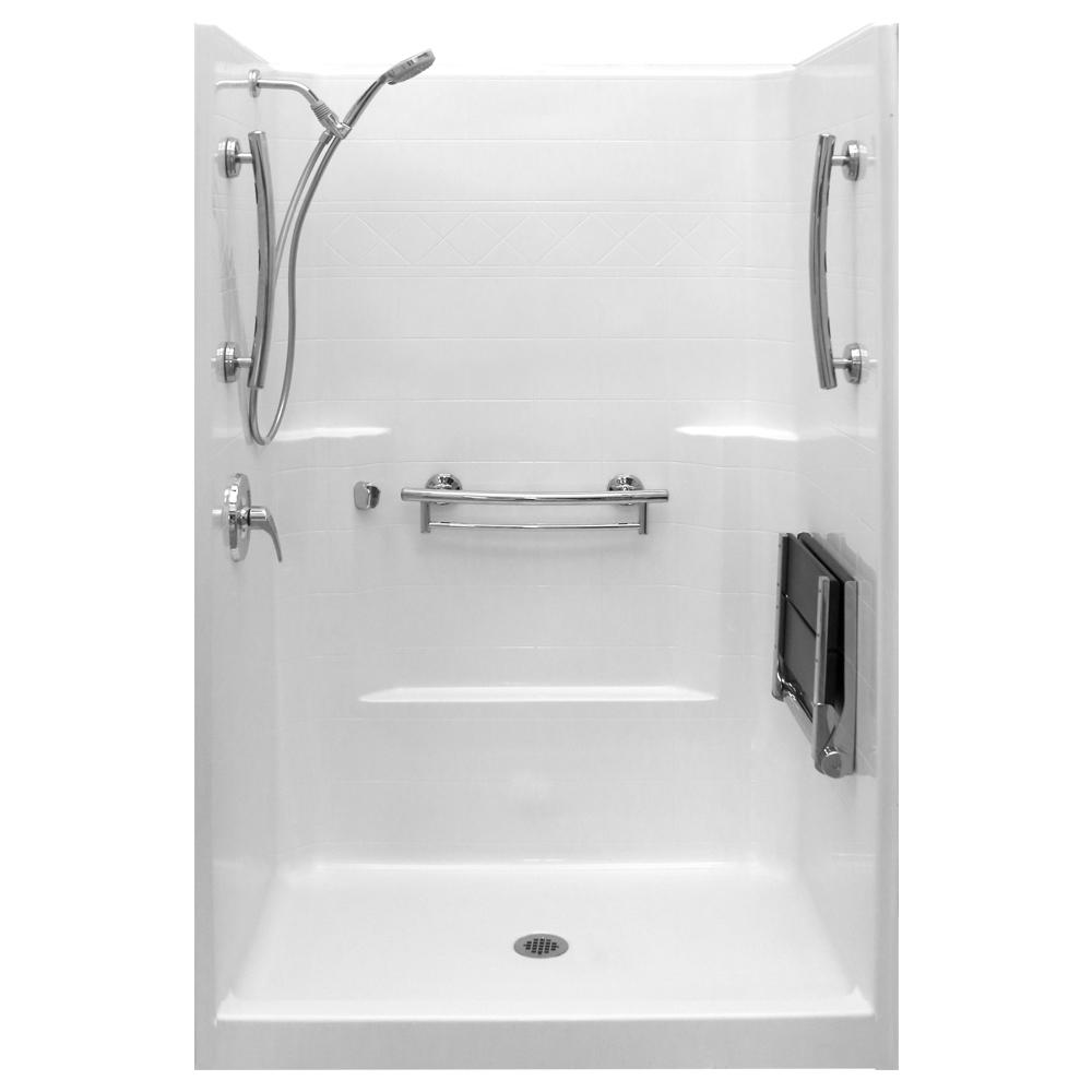 Ella Imperial Safs 37 In X 48 80 1 Piece Low Threshold Shower Stall Package White Lhs Kit Center Drain