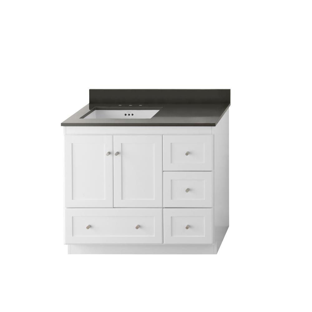 Ronbow Essentials Shaker 36 in. W Vanity in White with Quartz Vanity