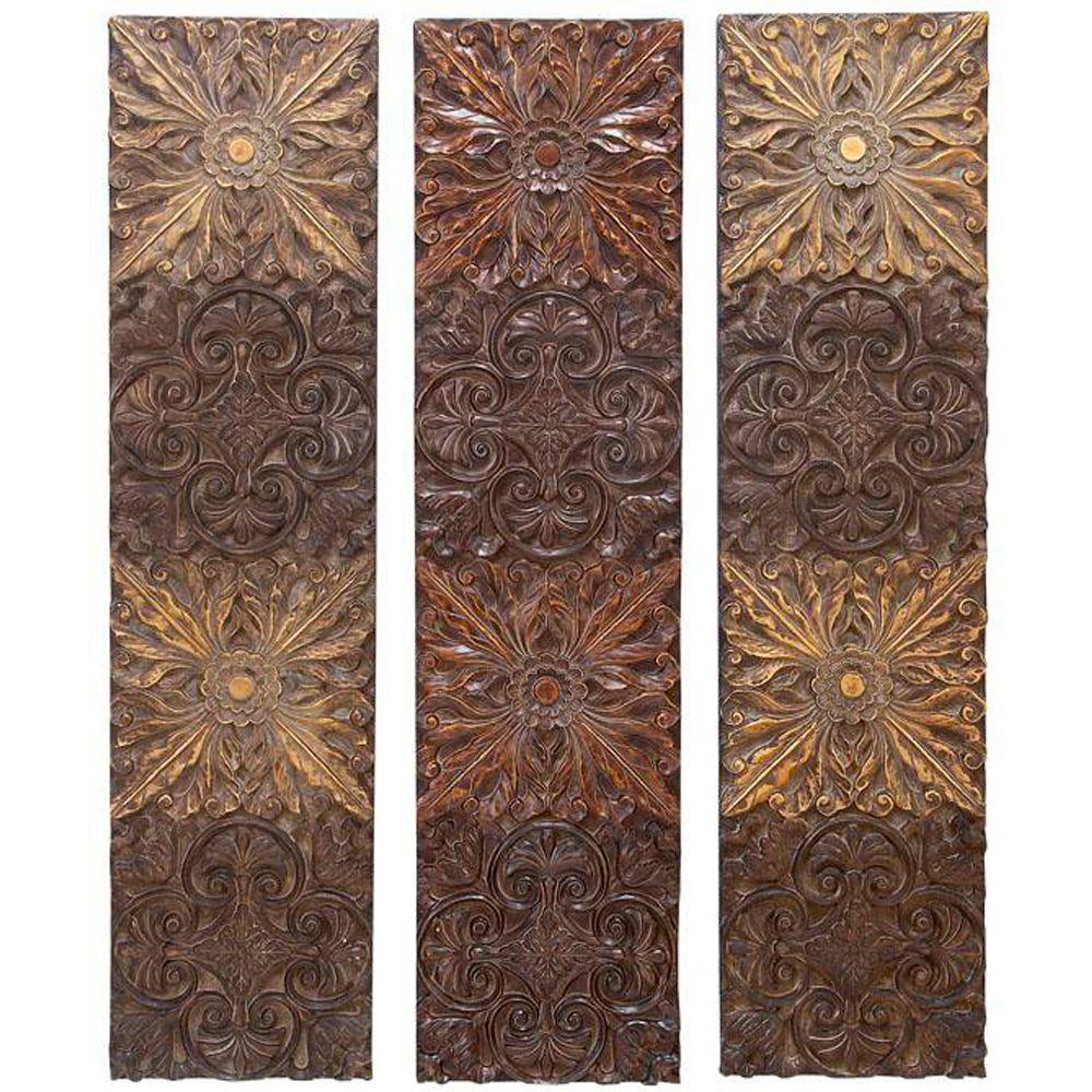 Home Decorators Collection Rays 48 in. Brown Wall Plaques (Set of 3