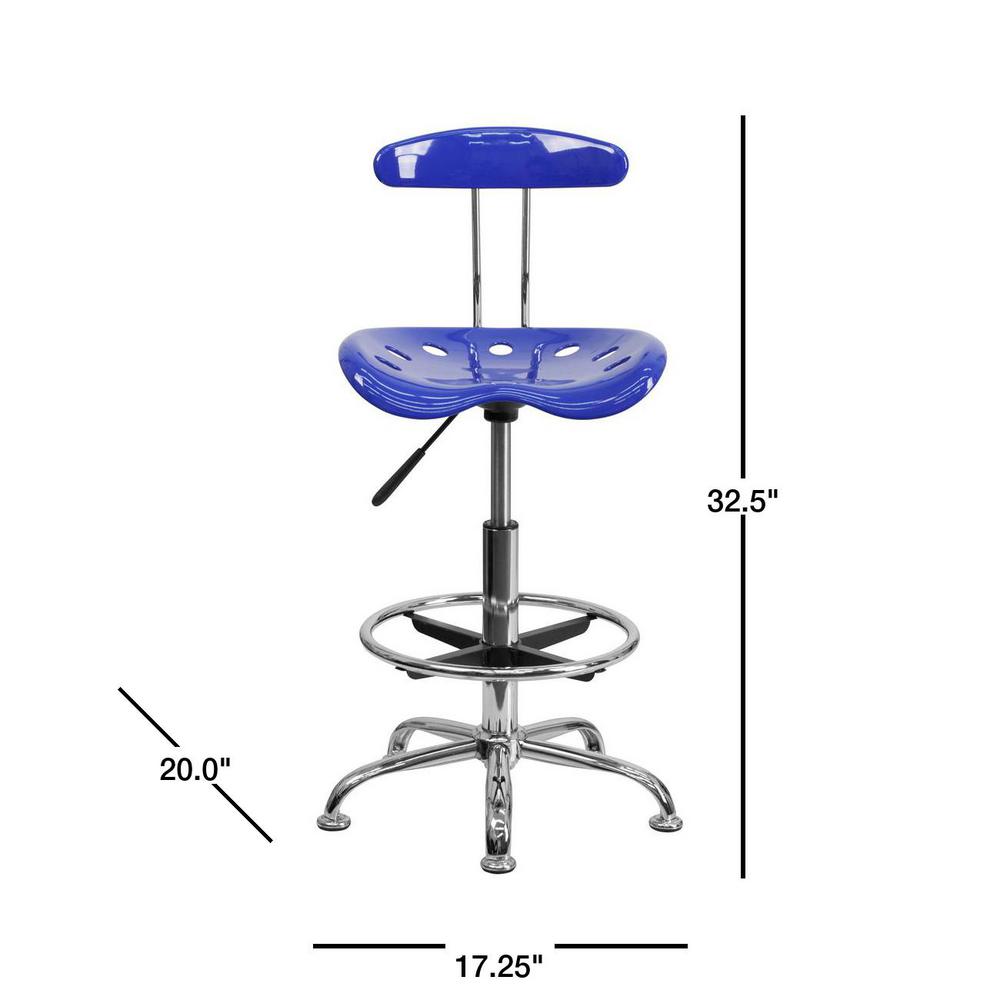 Flash Furniture Vibrant Nautical Blue And Chrome Drafting Stool Nautical Blue And Chrome Drafting Stool