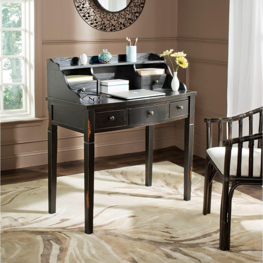 Distressed Black Desks Home Office Furniture The Depot Landon Distressed Black Desk