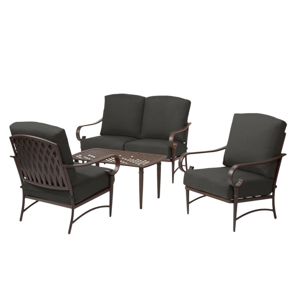 Hampton Bay Oak Cliff Brown 4Piece Steel Outdoor Patio Conversation