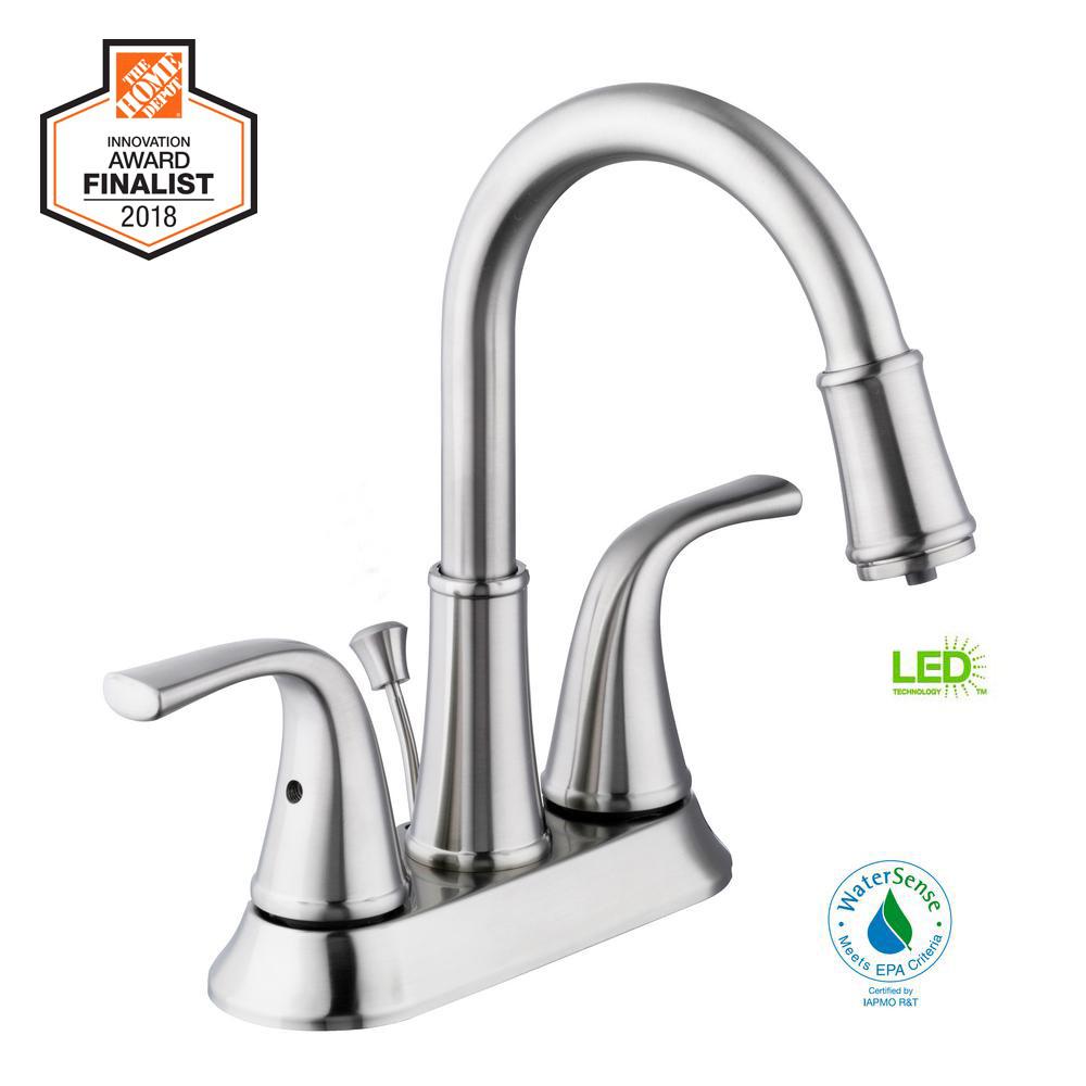 Glacier Bay Focus 4 In Centerset 2 Handle Led High Arc Bathroom