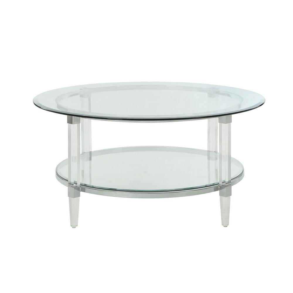Round Coffee Tables Accent The Home Depot Polyanthus Clear Acrylic Chrome And Gl Coffee Table