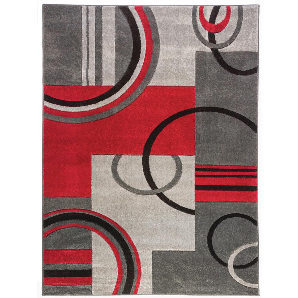 Well Woven Ruby Galaxy Waves Grey/Red 5 ft. x 7 ft. Modern Geometric ...