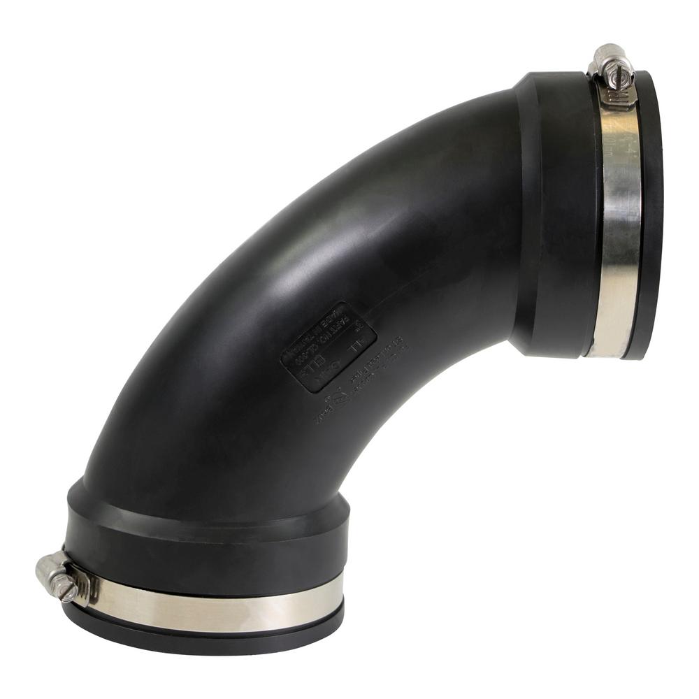 The Plumber's Choice 4 in. 90Degree Pvc Flexible Elbow Coupling with Stainless Steel Clamps