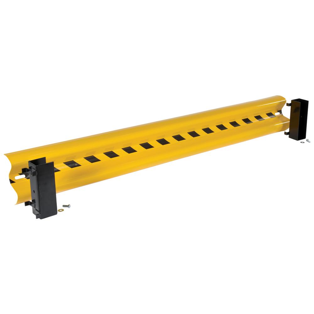 Vestil 108 In Yellow Steel Guard Rail With 2 Drop Style Brackets Yellow Steel Guard Rail With 2 Drop In Style Brackets And