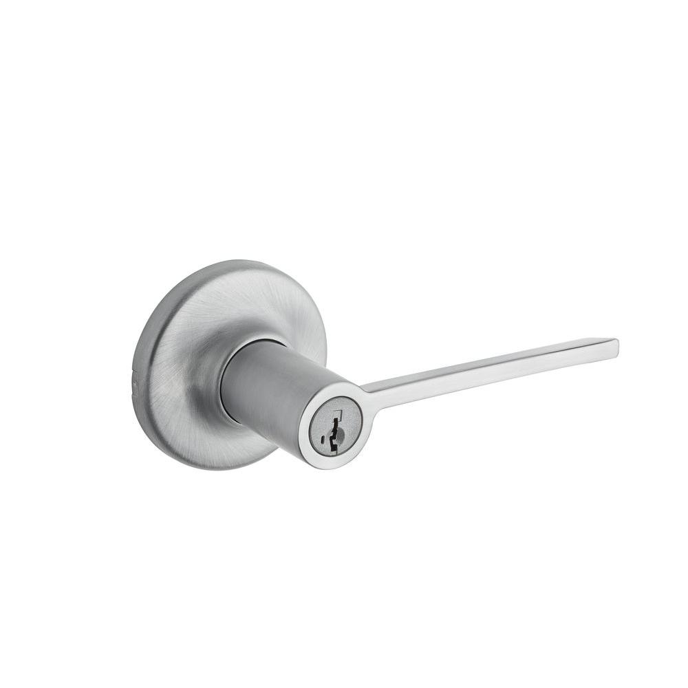 Kwikset 405LRL-S Nickel Ladera Keyed Entry Single Cylinder Door Lever Set with