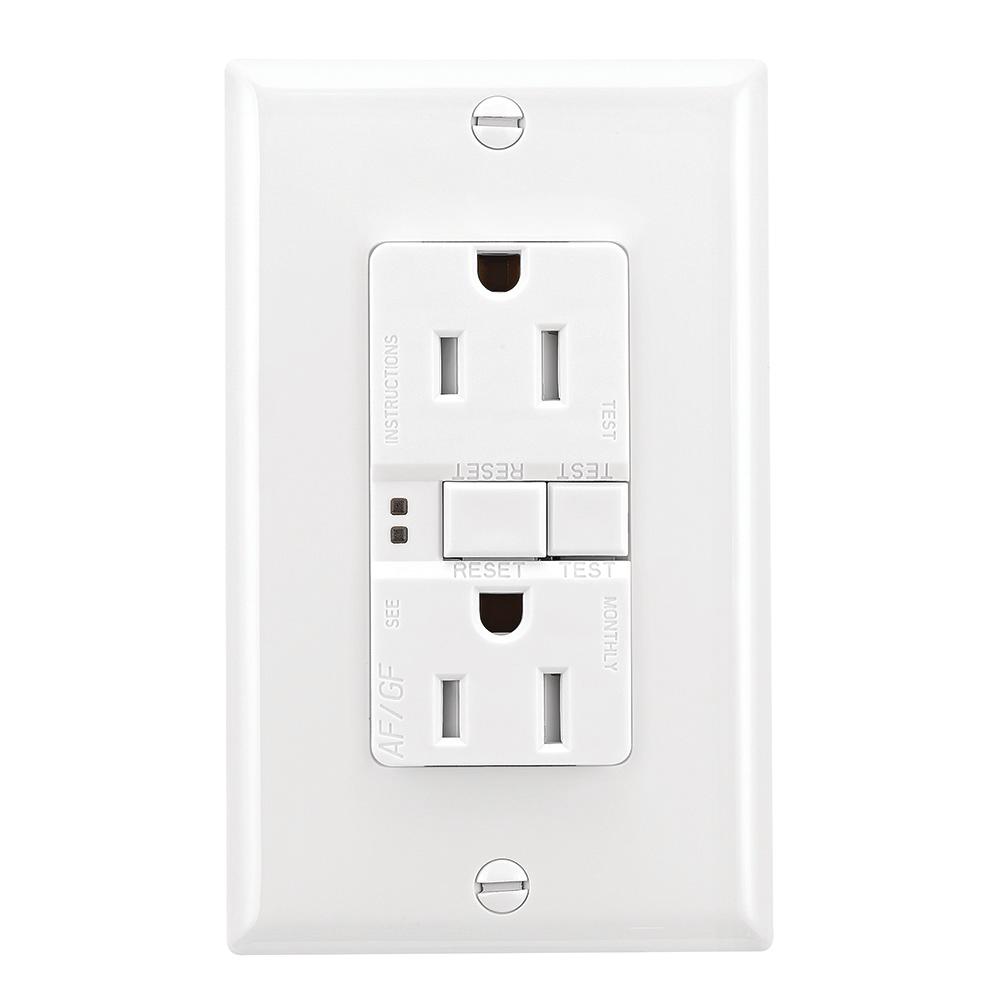 Eaton 15 Amp AFCI/GFCI Duplex Receptacle, White-TRAFGF15W ... wiring afci outlet 