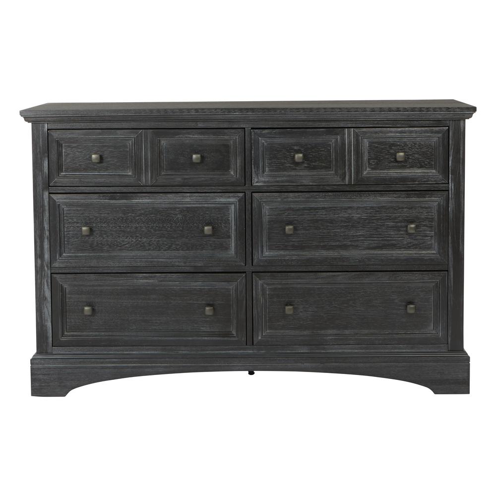 Black Solid Wood Dressers Chests Bedroom Furniture The Farmhouse Basics 6 Drawer Rustic Black Dresser 2 Per Carton