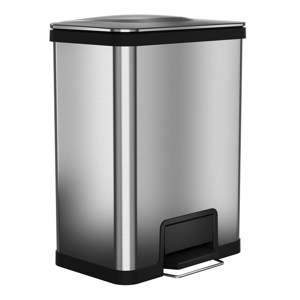 Halo 13 Gal Airstep Stainless Steel Trash Can With 16 In Opening Halo 13 Gal Airstep Stainless Steel