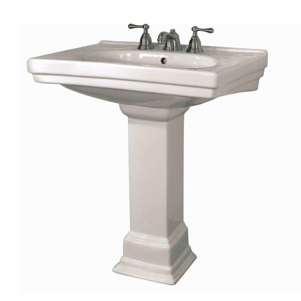 Foremost Structure Vitreous China Pedestal Bathroom Basin Combo In Black