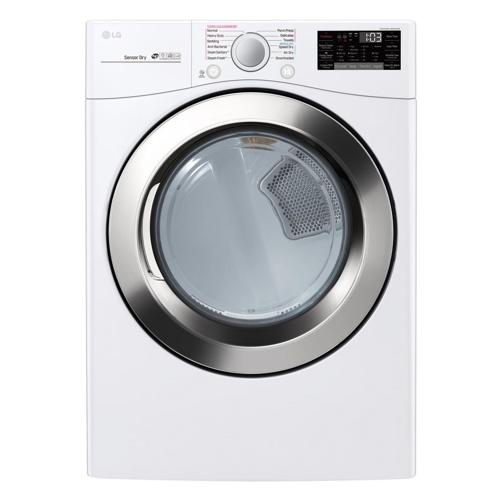 LG Electronics 7.4 cu. ft. Ultra Large Smart Stackable Front Load Gas Dryer with TurboSteam, Sensor Dry, Pedestal Compatible in White was $1099.0 now $748.0 (32.0% off)