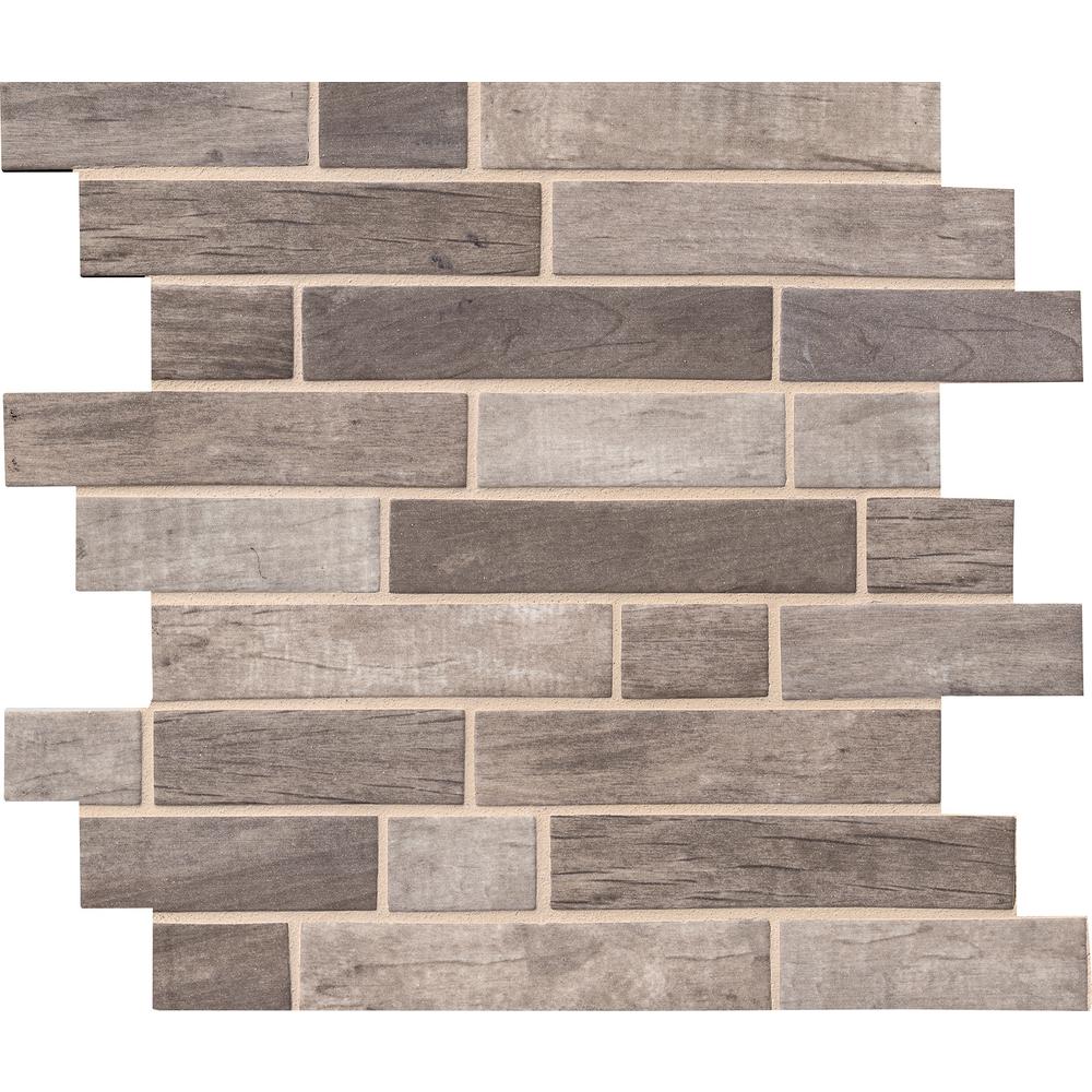 4.6 Square Foot Box Driftwood Chevron Marble Mosaic Tile