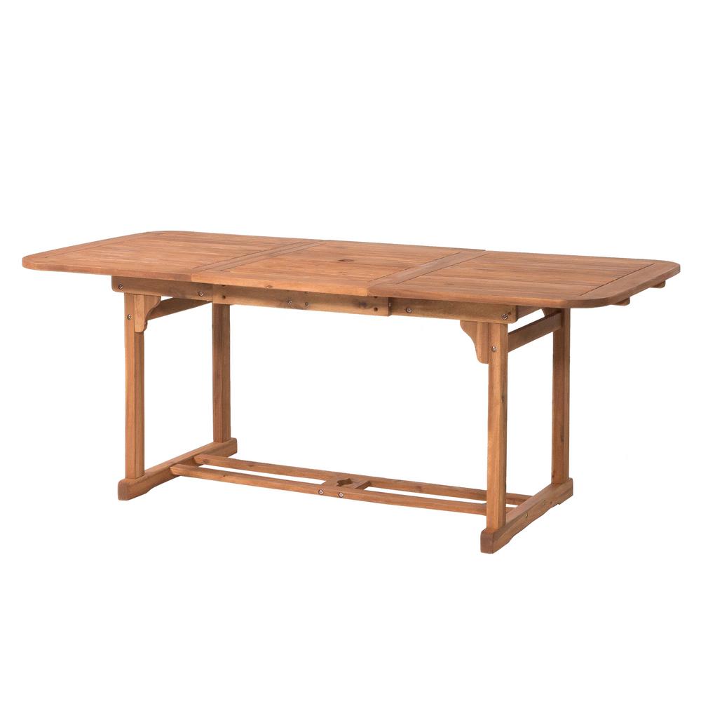 Walker Edison Furniture Company Boardwalk Brown Acacia Wood Extendable Outdoor Dining Table