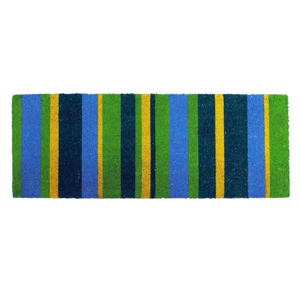 Imports Decor Pvc Backed Coir Green Stripes 48 In X 18 In