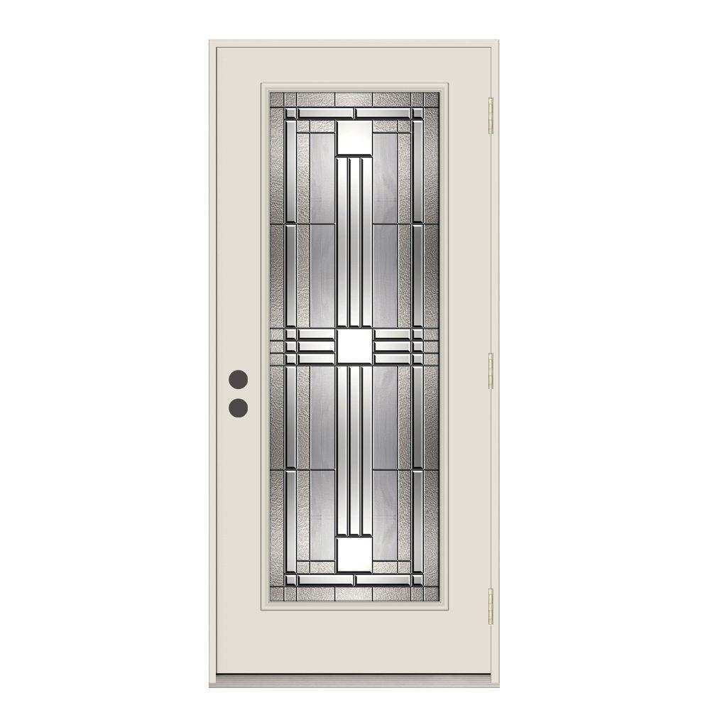 JELD-WEN 36 In. X 80 In. Full-Lite Cordova Impact Primed Steel Prehung ...