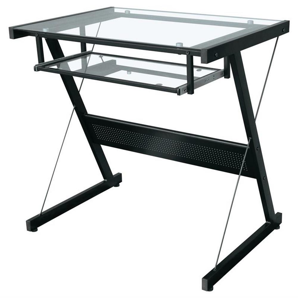 Proht Black Modern Style Computer Desk With Keyboard Tray And