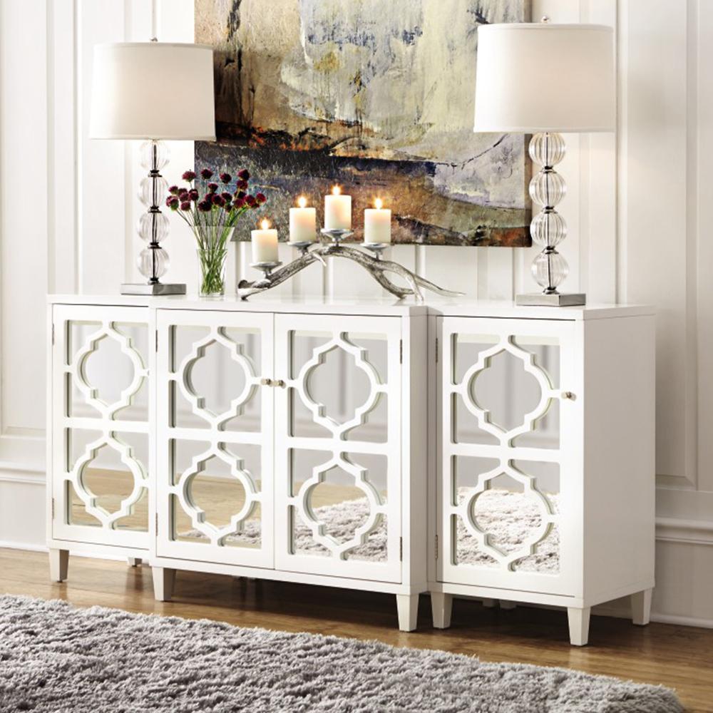 Home Decorators Collection Reflections White Mirrored Console