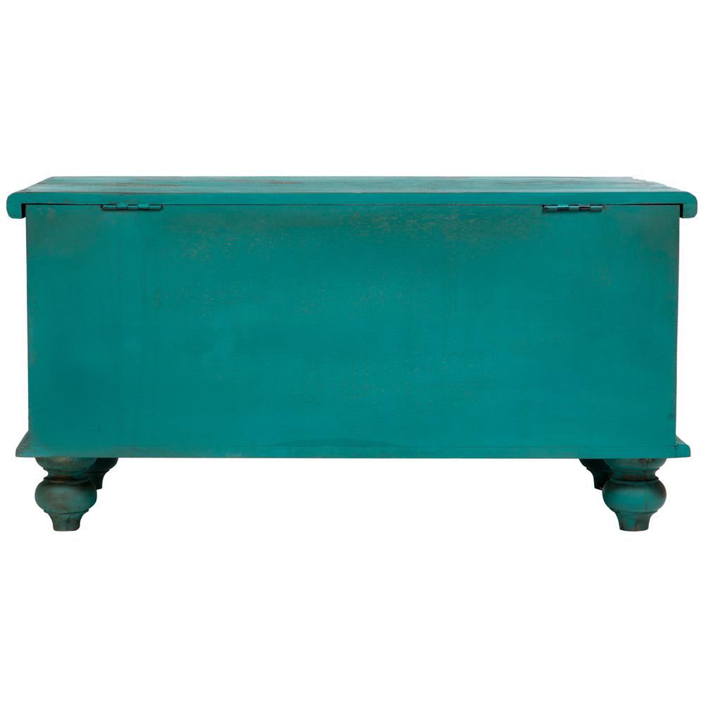 Leela Teal Blue Handcarved Medallion Storage Trunk Coffee Table 05