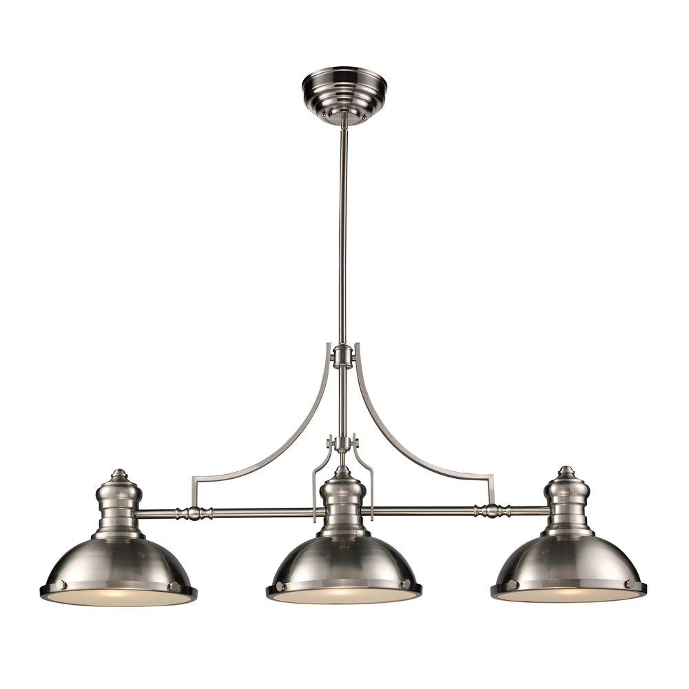 Titan Lighting Chadwick 3-Light Satin Nickel Island Light With Matching ...