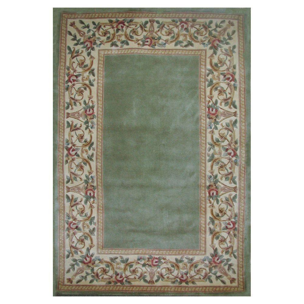 Kas Rugs Lush Fl Border Sage 5 Ft X 8 Area Rug Rub894253x8 Kas Rugs Lush Fl Border Sage 5 Ft X 8 Area Rug