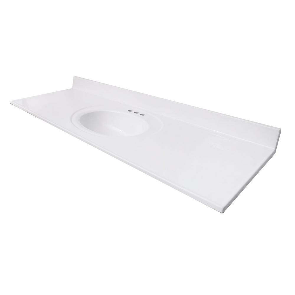 Design House 61 in. W Cultured Marble Vanity Top in White ...