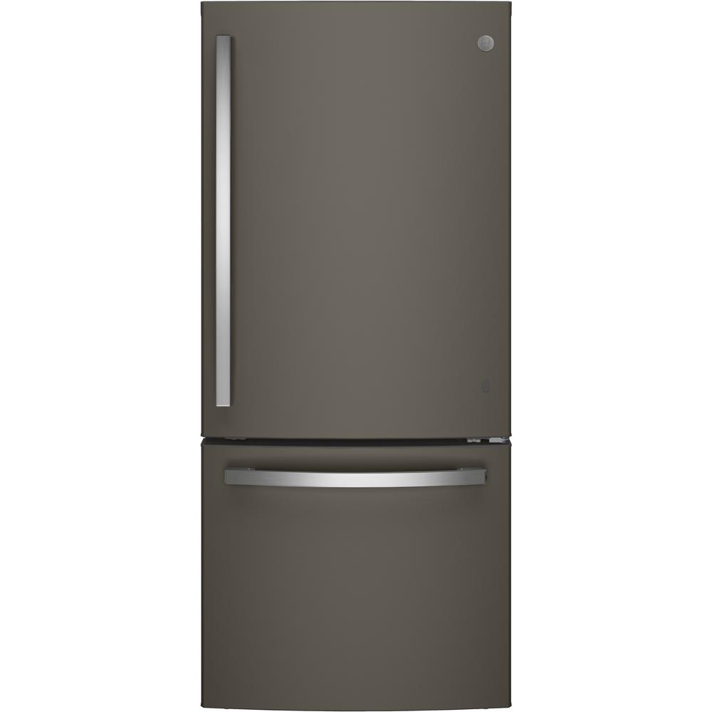 GE 21 cu. ft. Bottom Freezer Refrigerator in Slate, Fingerprint Resistant and ENERGY STAR