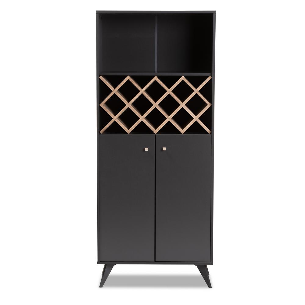 Bars Bar Sets Kitchen Dining Room Furniture The Home Depot Serafino 10 Bottle Dark Gray And Oak Brown Wine Cabinet