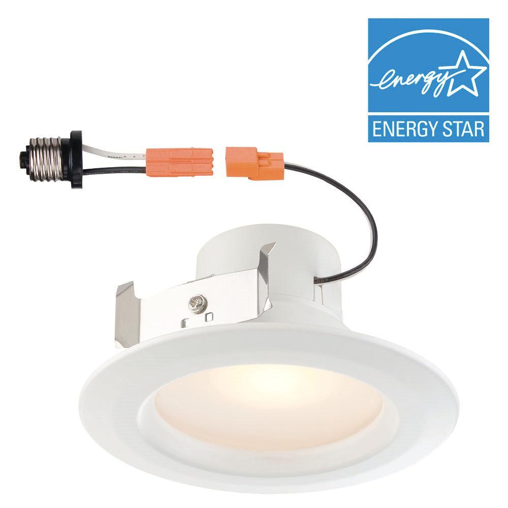 Commercial Electric 4 in. White Recessed LED Trim with 2700K, 90 ...