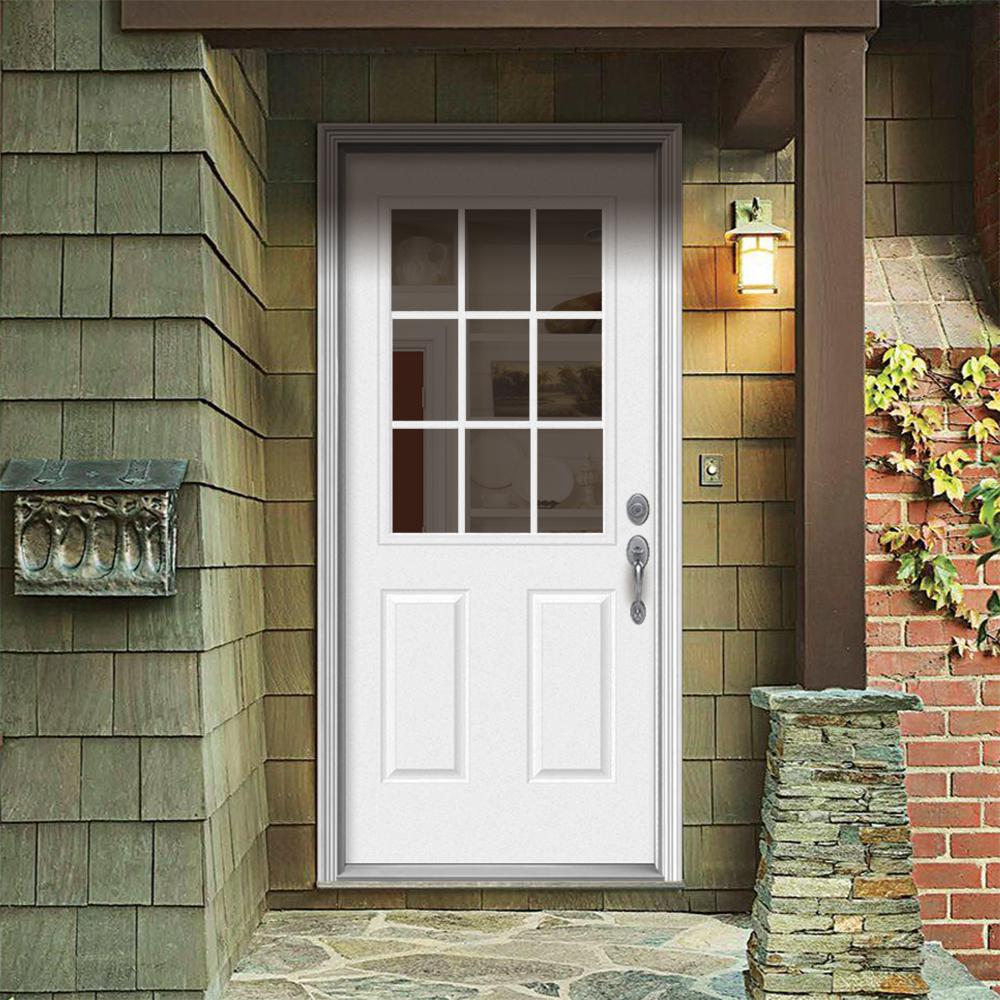 Jeld Wen 36 In X 80 In 9 Lite Primed Steel Prehung Left Hand