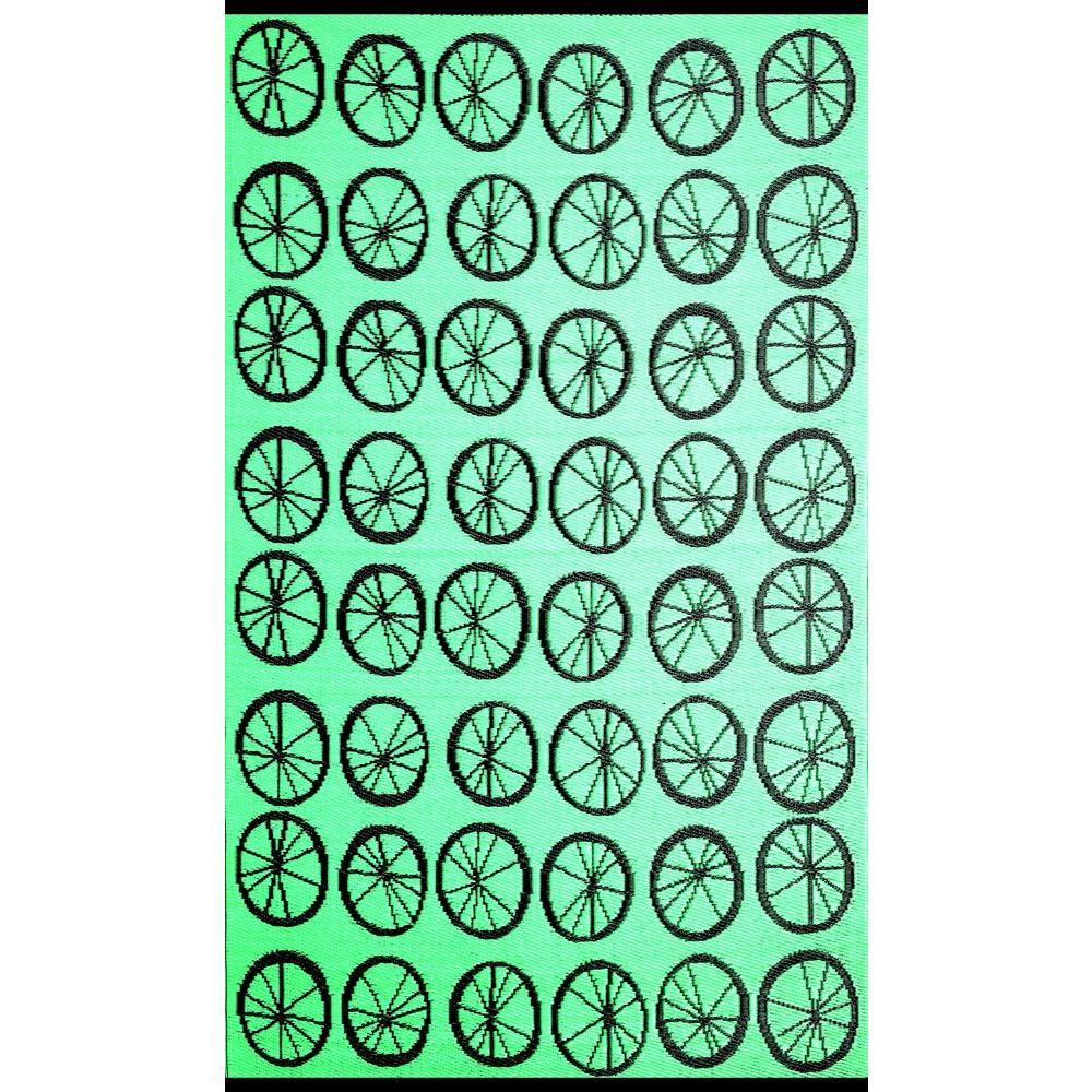 b.b.begonia Green/Black 4 ft. x 6 ft. Outdoor Reversible