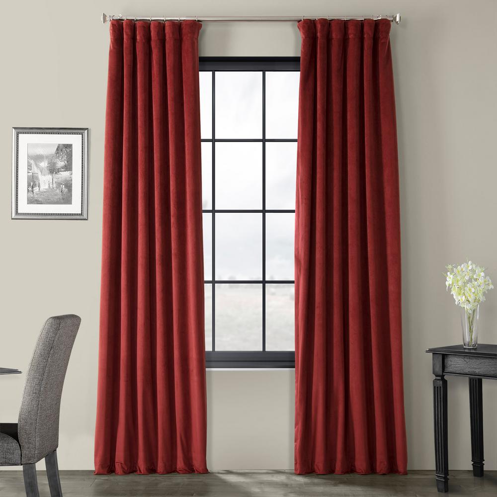 red patterned curtain fabric