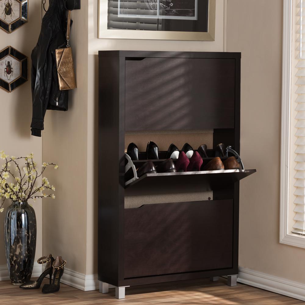 Baxton Studio Simms Wood Modern Shoe Cabinet in Dark Brown-28862-4520 ...