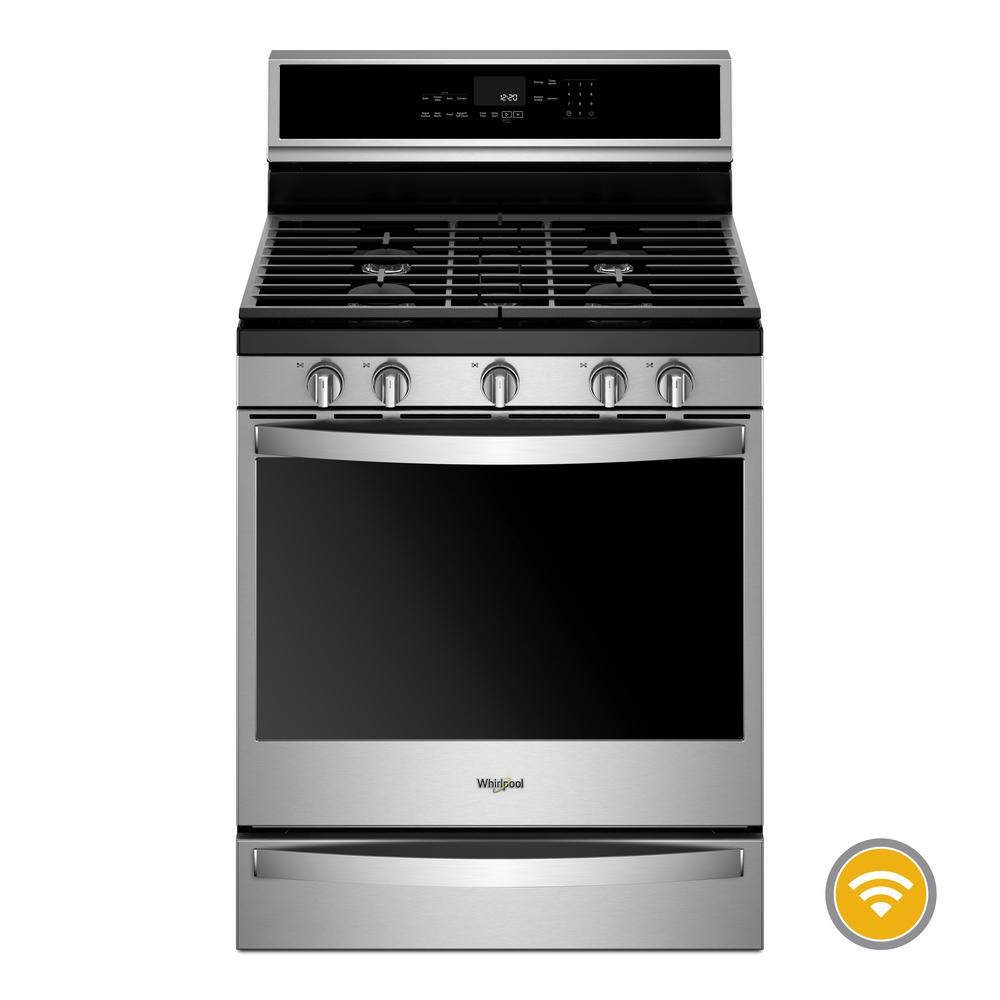 Whirlpool 5.8 cu. ft. Smart Gas Freestanding Range in Fingerprint