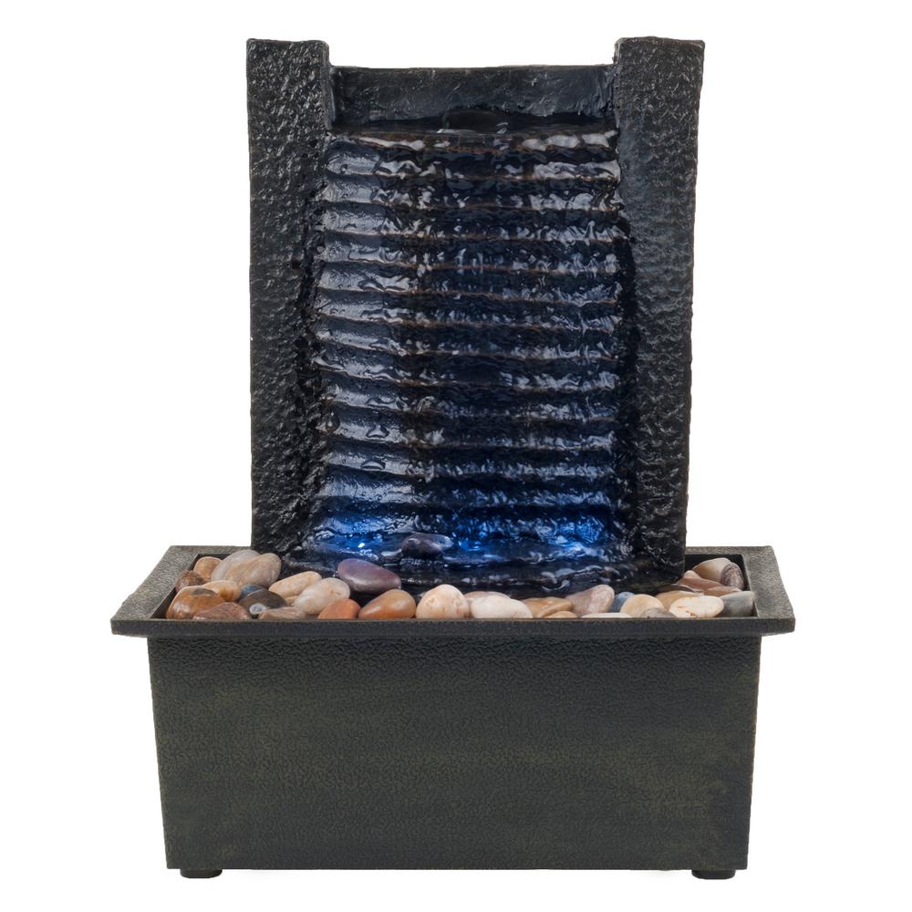 Pure Garden 10 5 In Led Waterfall Tabletop Fountain M150050 The